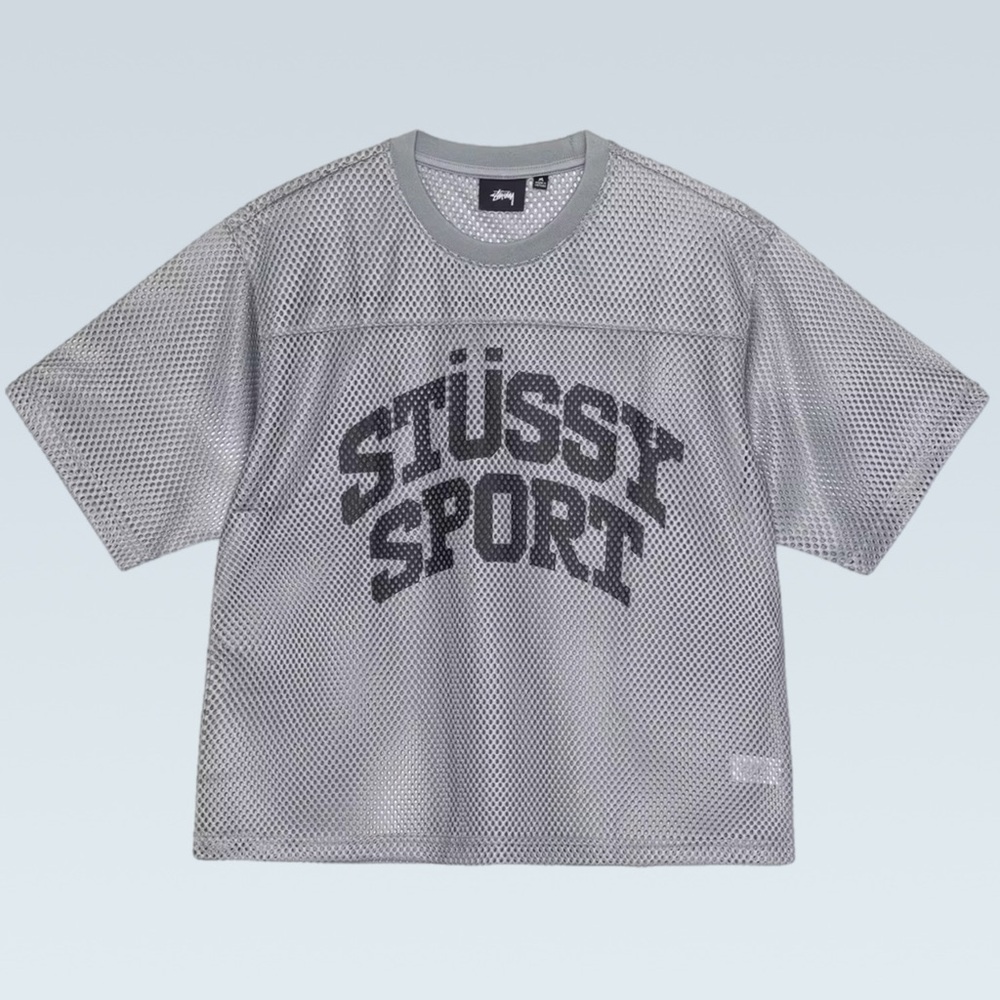 Stussy Gray Mesh Sport Tee size L